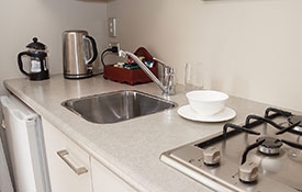 kitchen facilities include microwave, fridge and stoves